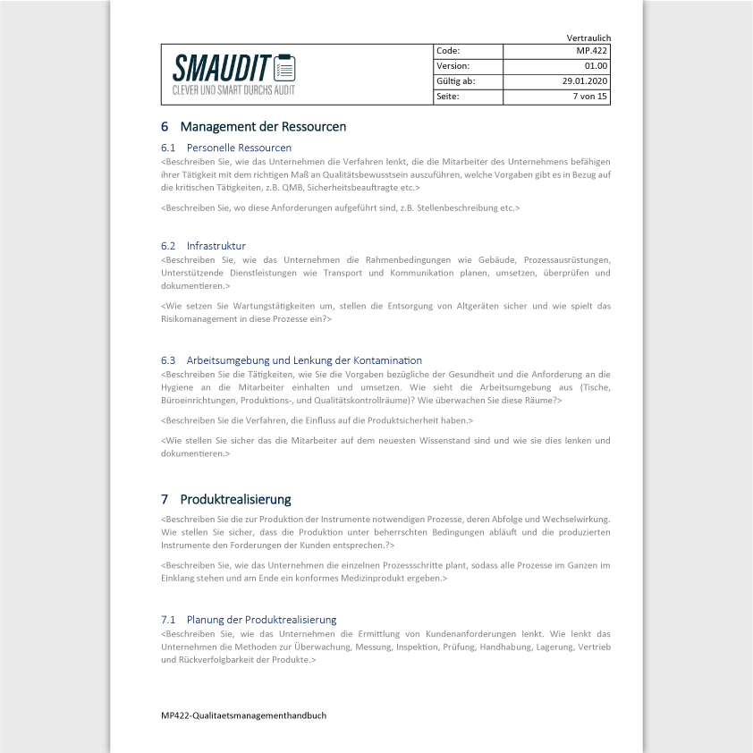 MP.422 - F&T Qualitätsmanagementhandbuch - SMAUDIT - DIN EN ISO 13485
