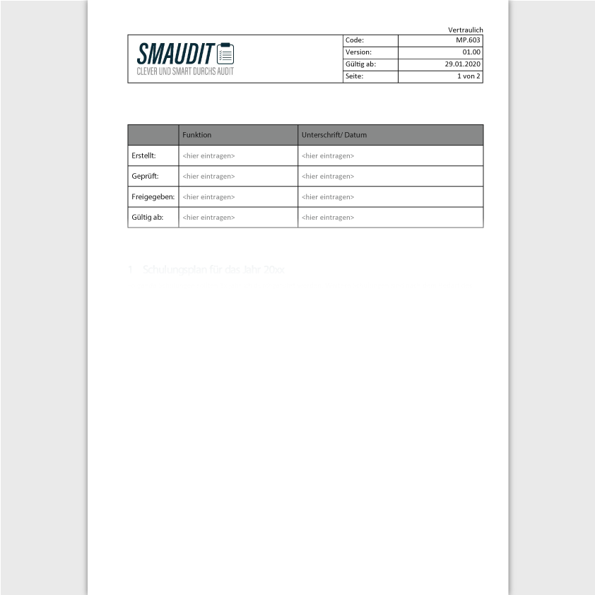 MP.603 - F&T Schulungsplan - SMAUDIT - DIN EN ISO 13485