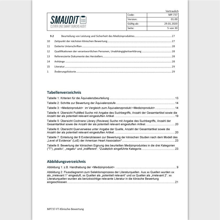 MP.P.009 - Vorlagenpaket Klinische Bewertung nach MEDDEV 2.7/1 Rev. 4 - SMAUDIT - DIN EN ISO 13485