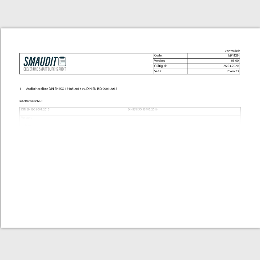 MP.829 - F&T Auditcheckliste 13485 vs. 9001 - SMAUDIT - DIN EN ISO 13485