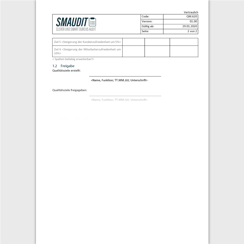 QM.620 - F&T Qualitätsziele - SMAUDIT - DIN EN ISO 9001