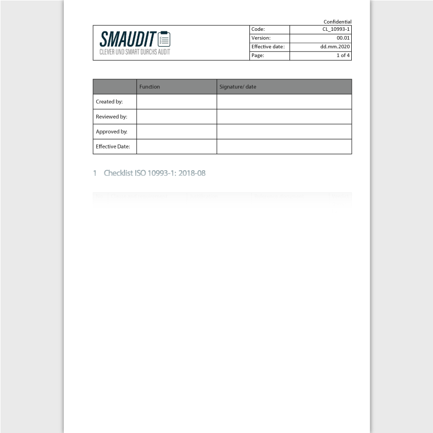 TD.003 - F&T Bio Safety Checklist (englisch) - SMAUDIT - Technische Dokumentation