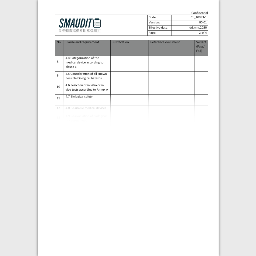 TD.003 - F&T Bio Safety Checklist (englisch) - SMAUDIT - Technische Dokumentation