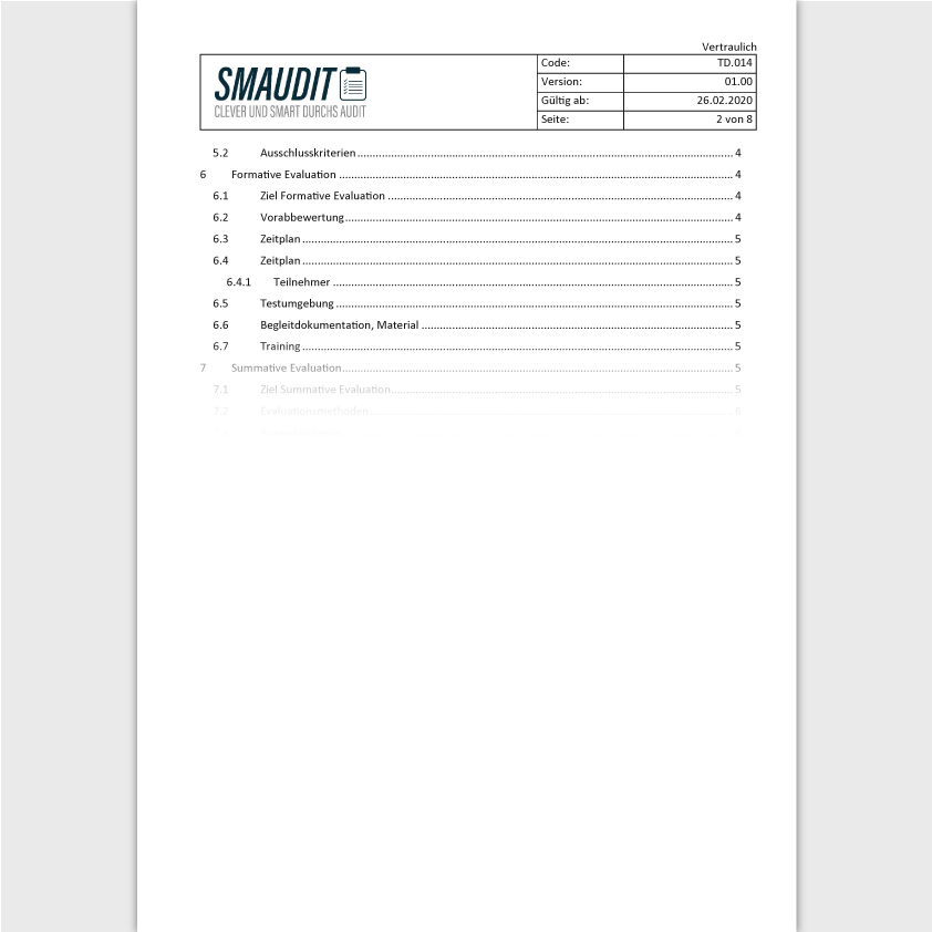 TD.014 - F&T Usability Evaluation Plan - SMAUDIT - Technische Dokumentation